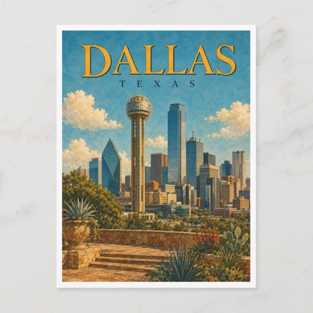 Dallas Texas Reunion Tower GeoSaga Postkarte (Vorderseite)