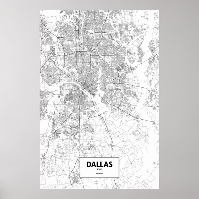 Dallas, Texas (schwarz auf weiß) Poster (Vorne)