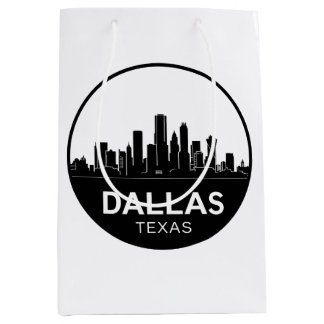 Dallas Texas Skyline Black and White Cityscape Mittlere Geschenktüte