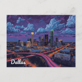 Dallas Texas Skyline City Art Postkarte