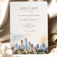 Dallas Texas Skyline Save-the-Date-Hochzeitseinlad