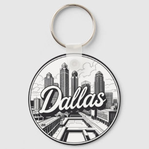Dallas Texas Skyline Schwarz-Weiß-Stadtansicht Schlüsselanhänger