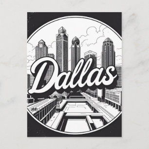 Dallas Texas Skyline Schwarz-Weiß-Stadtlandschaft Feiertagspostkarte