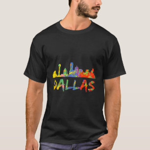 Dallas Texas Skyline Tx farbiger Regenbogen City P T-Shirt
