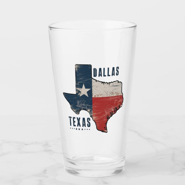 Dallas Texas Staat Map Flag Glas (Vorderseite)