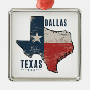Dallas Texas Staat Map Flag Ornament Aus Metall