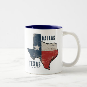 Dallas Texas Staat Map Flag Zweifarbige Tasse