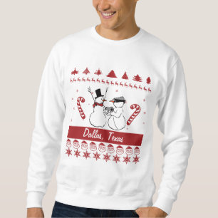 Dallas Texas Tacky Xmas Sweatshirt Snowman Robbery