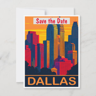 Dallas, Texas, Termin vormerken, Vintage-Postkarte Save The Date