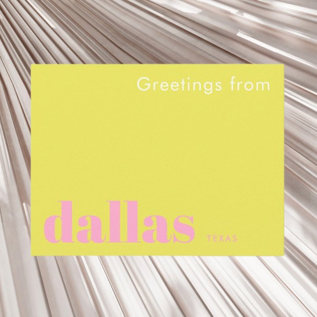 Dallas Texas Typografie rosa Postkarte (Von Creator hochgeladen)