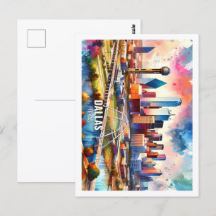 Dallas Texas USA Berühmter Ort Aquarell Postkarte