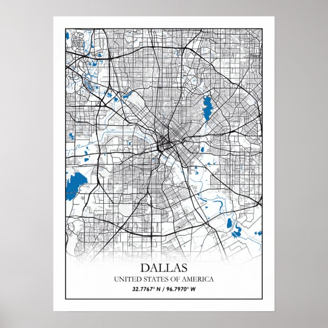Dallas Texas USA City Travel City Map Poster (Vorne)
