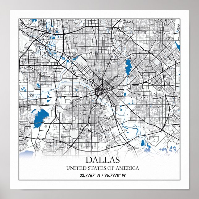 Dallas Texas USA City Travel City Map Poster (Vorne)