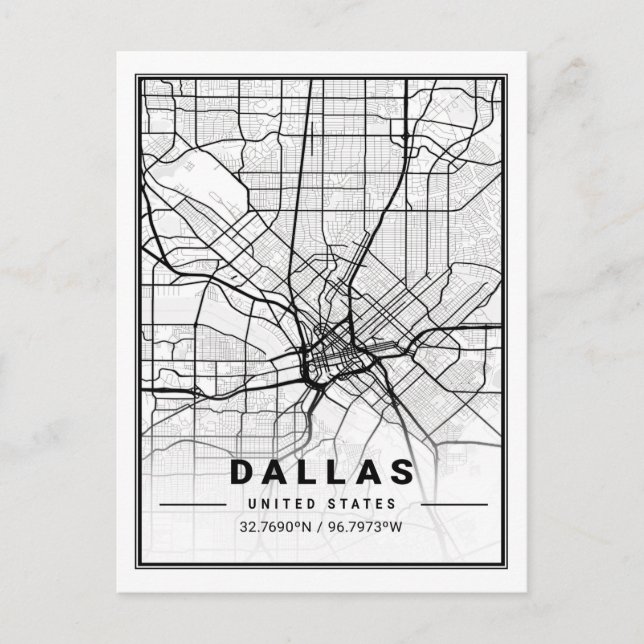 Dallas Texas USA Travel City Map Poster Postkarte (Vorderseite)