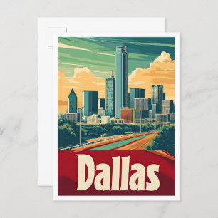 Dallas Texas USA Vintage Travel Illustration Postkarte
