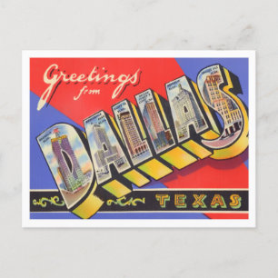 Dallas, Texas Vintag Big Letters Postkarte