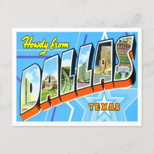Dallas, Texas Vintag Big Letters Postkarte
