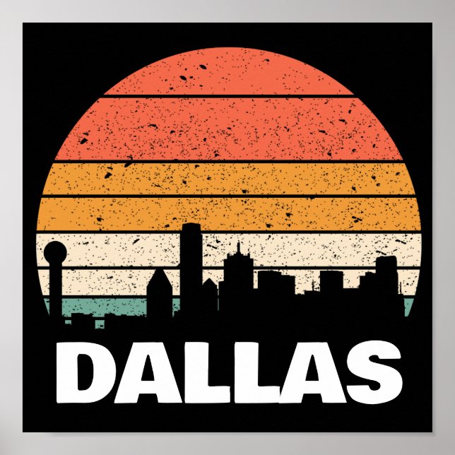 DALLAS TEXAS VINTAG SUNSET POSTER (Vorne)
