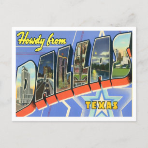 Dallas, Texas Vintage Große Buchstaben Postkarte