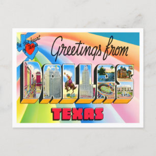 Dallas, Texas Vintage Große Buchstaben Postkarte