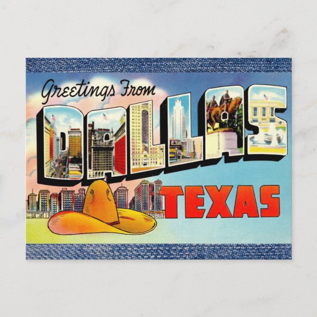 Dallas Texas Vintage Reise Postkarte (Vorderseite)