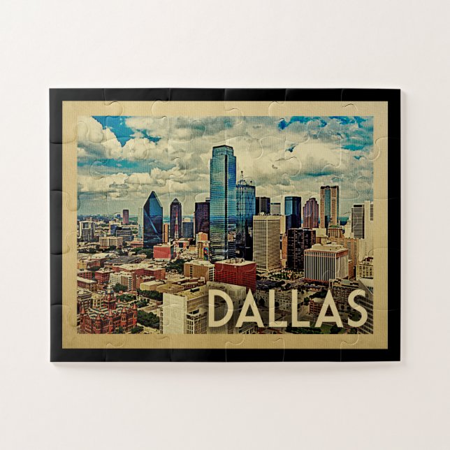 Dallas Texas Vintage Travel Puzzle (Horizontal)