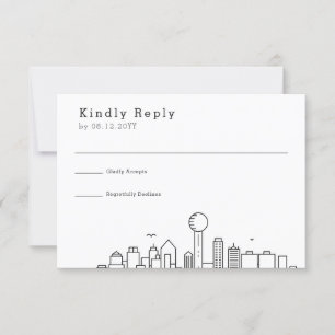 Dallas, Texas Wedding Stilisierte Skyline-UAWG RSVP Karte