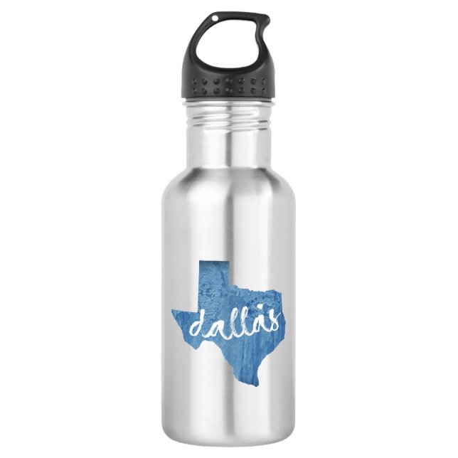 Dallas, Texas Wood Grain Edelstahlflasche (Vorderseite)