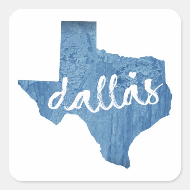 Dallas, Texas Wood Grain Quadratischer Aufkleber (Vorderseite)
