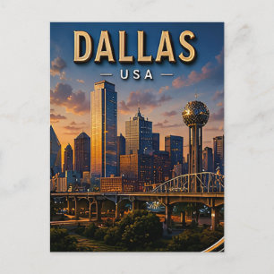 Dallas Travel Skyline und Reunion Tower Postkarte