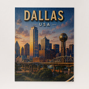 Dallas Travel Skyline und Reunion Tower Puzzle