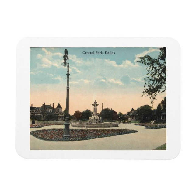 Dallas TX, Central Park, 1910er Vintag Inspiriert Magnet (Horizontal)