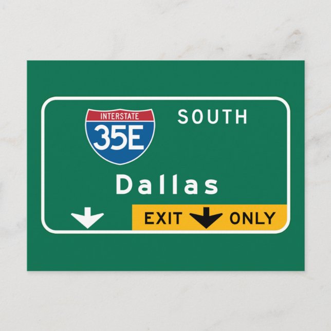 Dallas, TX Road Sign Postkarte (Vorderseite)