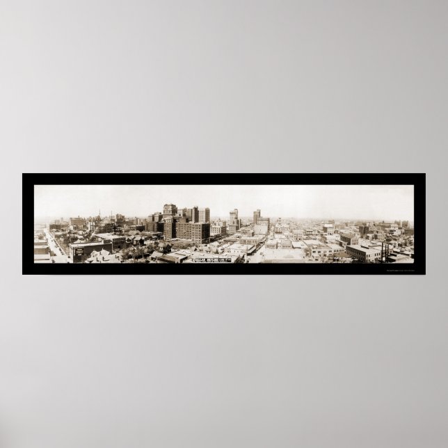 Dallas TX Skyline Foto 1920 Poster (Vorne)