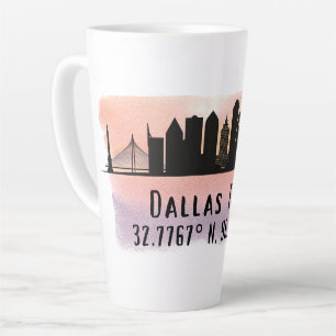 Dallas TX Skyline Latitude und Länge Milchtasse