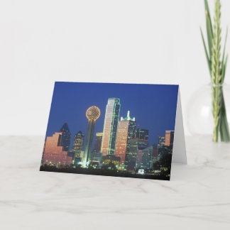 'Dallas, TX-Skyline nachts mit Wiedersehen Tower' Karte