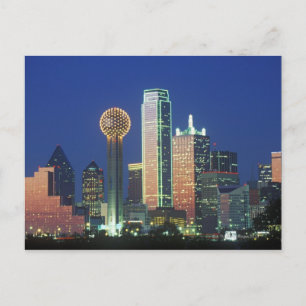 'Dallas, TX-Skyline nachts mit Wiedersehen Tower' Postkarte