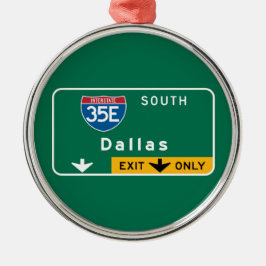 Dallas, TX Verkehrsschild Silbernes Ornament