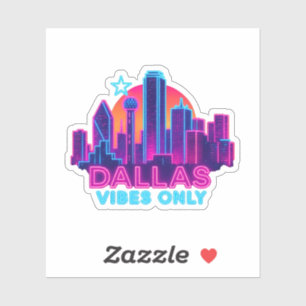 Dallas Vibes Only – Neon-Skyline 1980er Synthwave Aufkleber