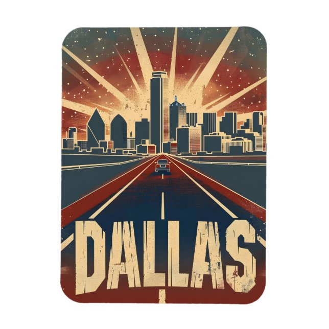 Dallas Vintage Reise und Kunst Magnet (Vertikal)