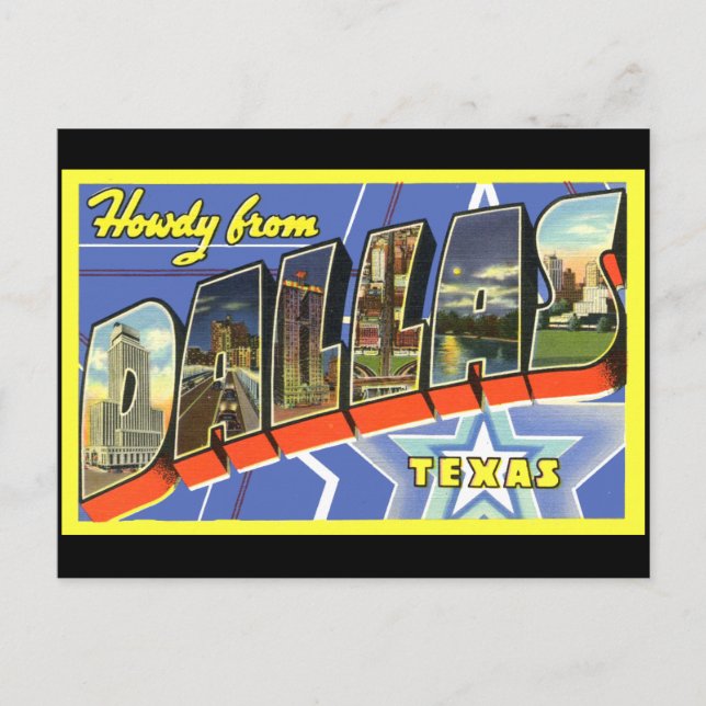 Dallas Vintage Travel Postkarte (Vorderseite)