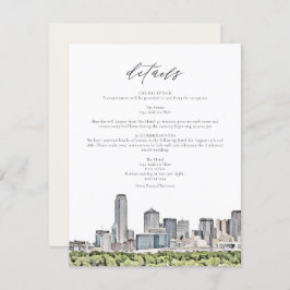 DALLAS Watercolor Skyline Wedding Details Card Einladung