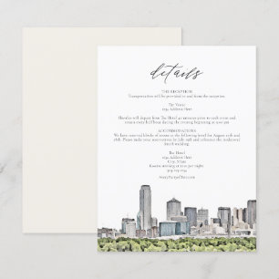 DALLAS Watercolor Skyline Wedding Details Card Einladung