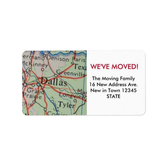 Dallas We ve Moved Label Adressaufkleber (Vorne)