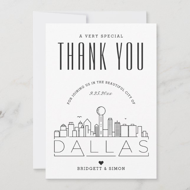 Dallas Wedding | Vielen Dank + Foto-Karte Karte (Vorderseite)