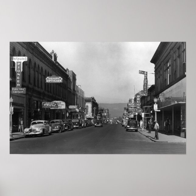 Dalles, Oregon Main Street Town View Poster (Vorne)