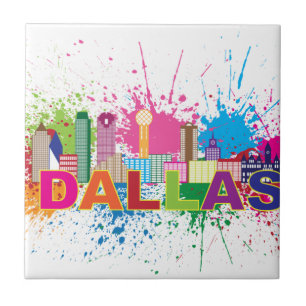 Dalles Texas Skyline-Farben-Spritzer-Illustration Fliese