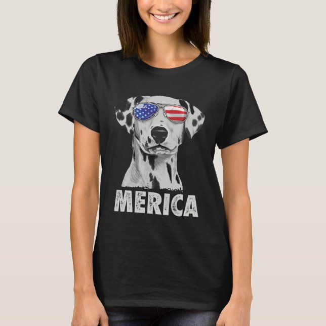 Dalmatian 4th of July Merica Men American Flag Sun T-Shirt (Vorderseite)
