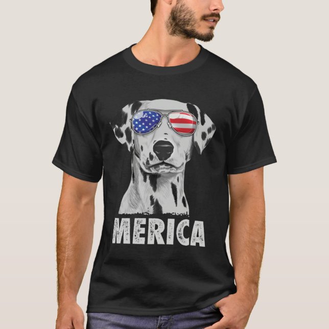 Dalmatian 4th of July Merica Men American Flag Sun T-Shirt (Vorderseite)