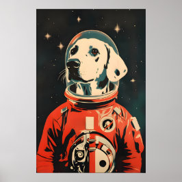Dalmatian Astronaut Poster, Dalmatian Retro Print Poster